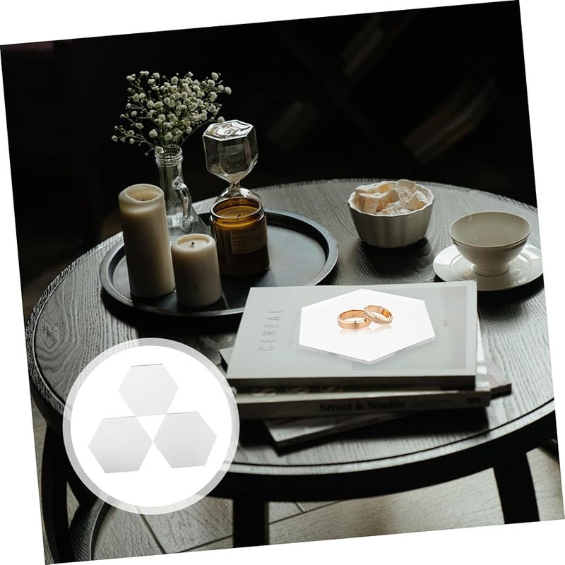 Luxshiny 3Pcs Acrylic Mirror Jewelry Display Stand Hexagonal Photography Props - Image 3